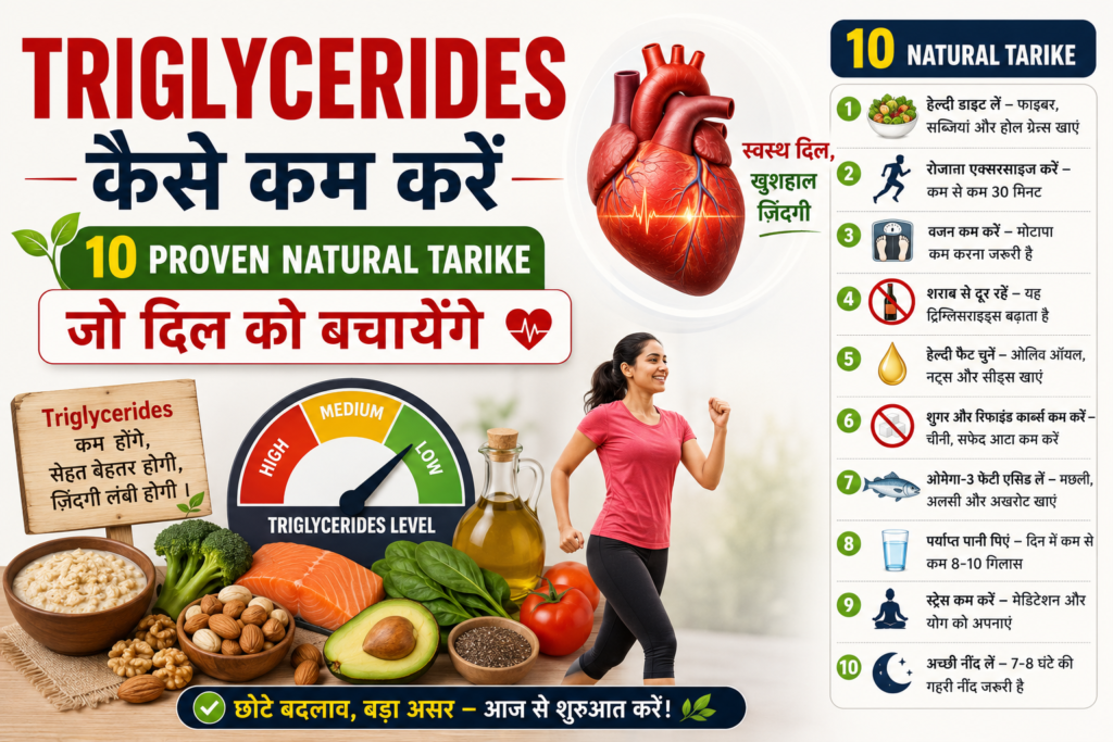Triglycerides kam karne ke natural tarike aur heart health guide.