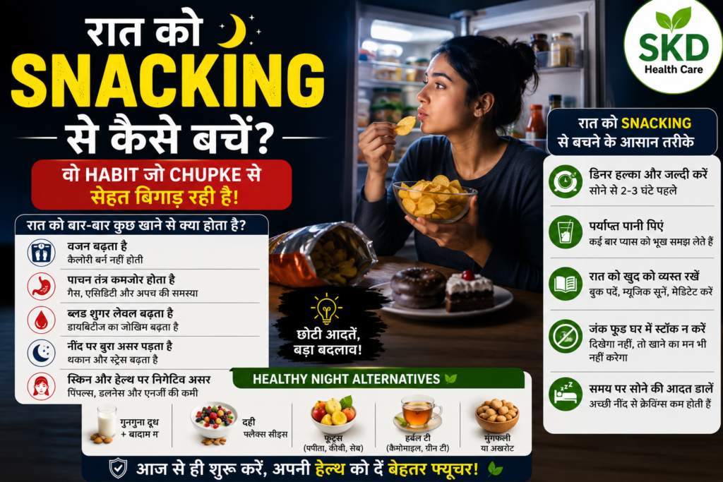 "Raat ko snacking se kaise bache aur sehat sudhare" 🌙🍎💚