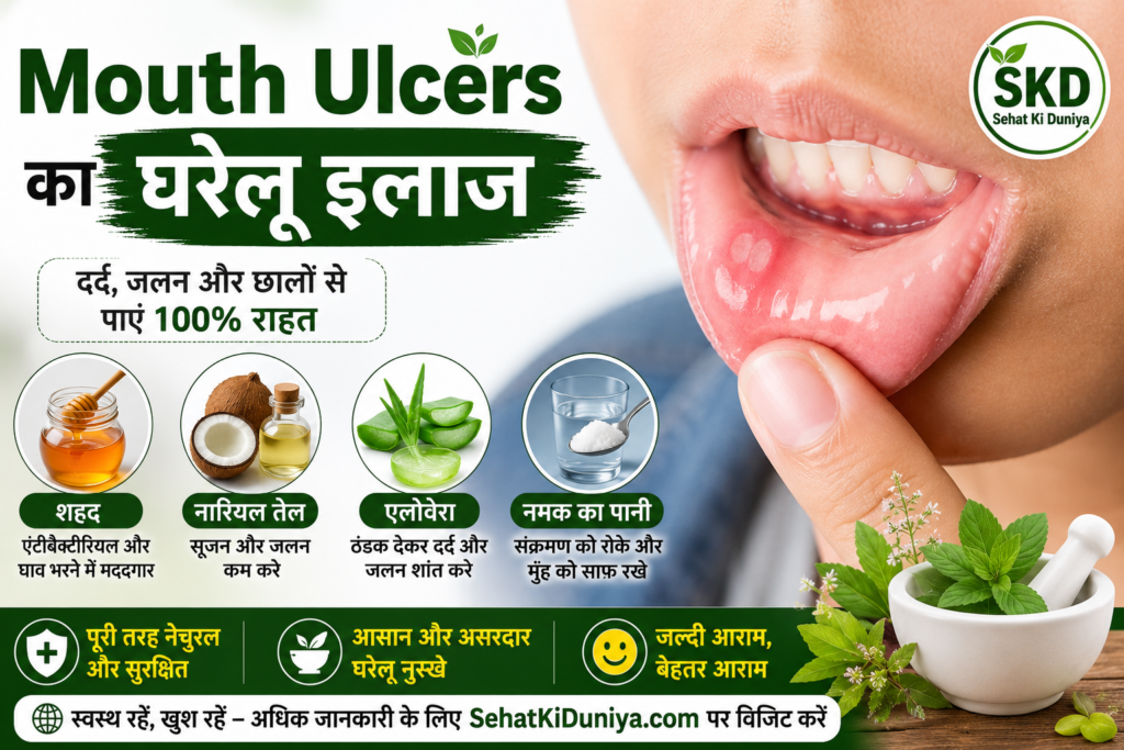 Mouth ulcers ka gharelu ilaj aur muh ke chhalon se rahat ke natural upay in Hindi.