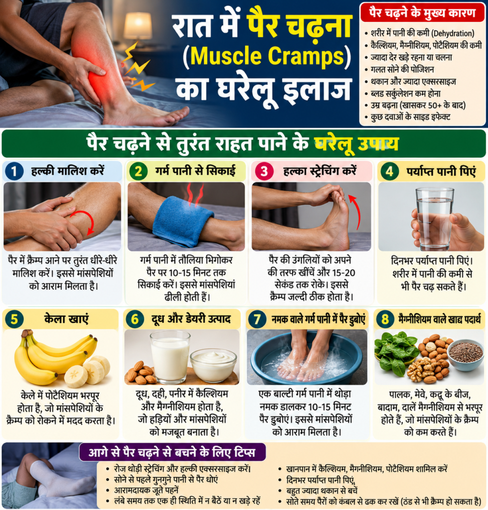 raat mein pair chadna muscle cramps ka gharelu ilaj