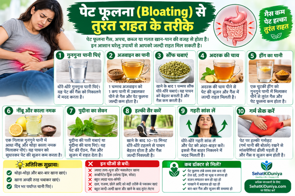 pet phoolna bloating se turant rahat ke tarike